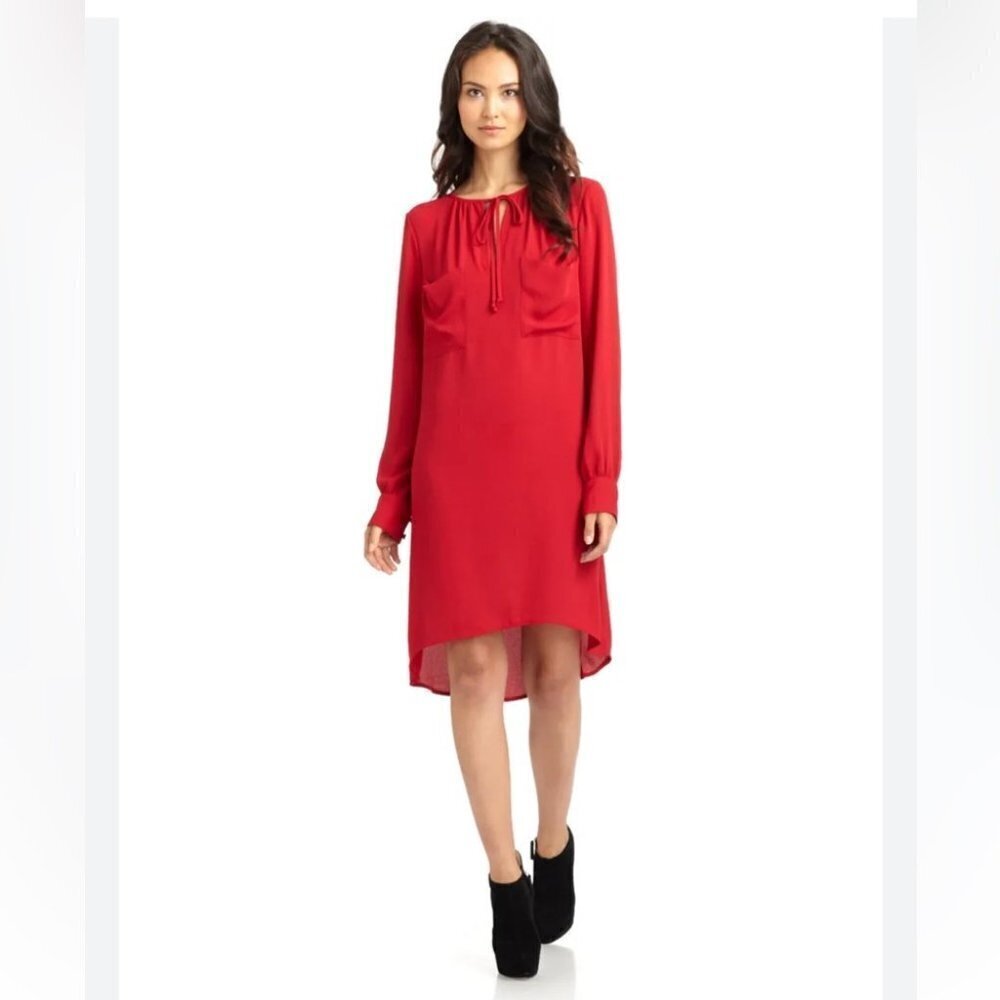 ** BCBG MaxAzria Red Darell Long Sleeve Dress Size S